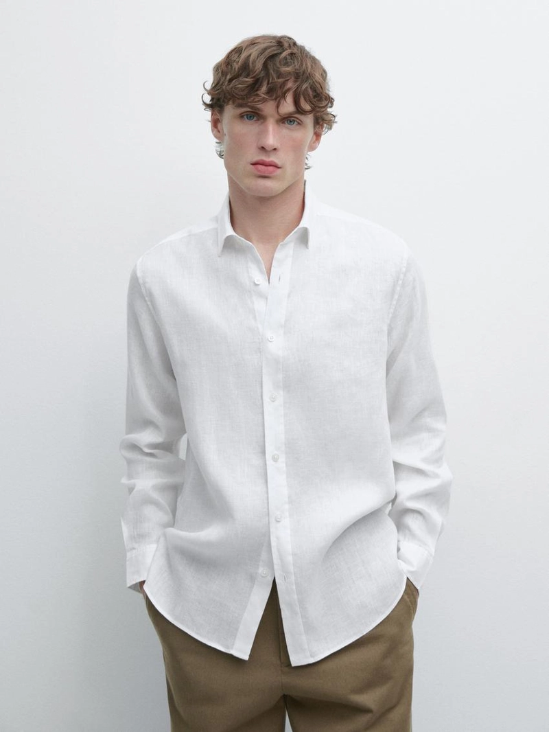 Рубашка из 100% льна в стиле slim fit