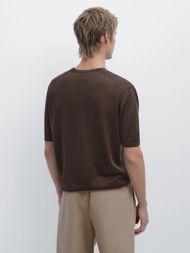 Футболка с коротким рукавом из шерстяно-лиоцелловой смеси