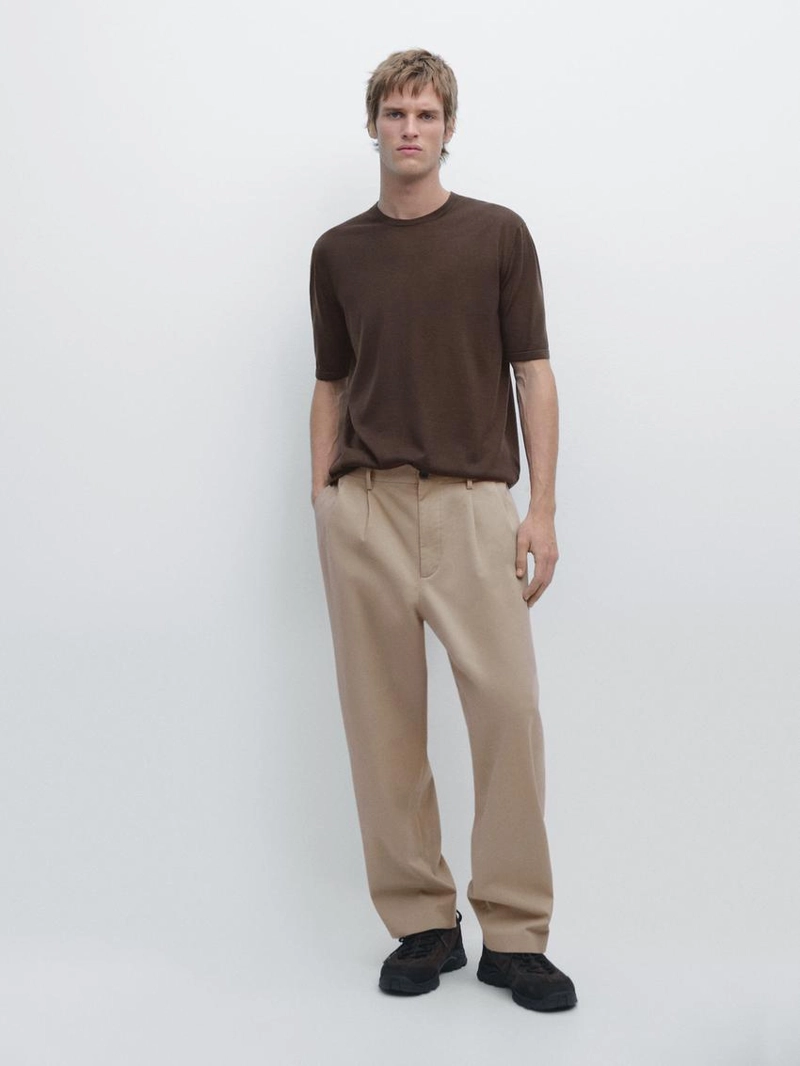 Футболка с коротким рукавом из шерстяно-лиоцелловой смеси