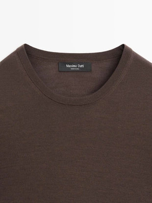 Футболка с коротким рукавом из шерстяно-лиоцелловой смеси- Заказать в России