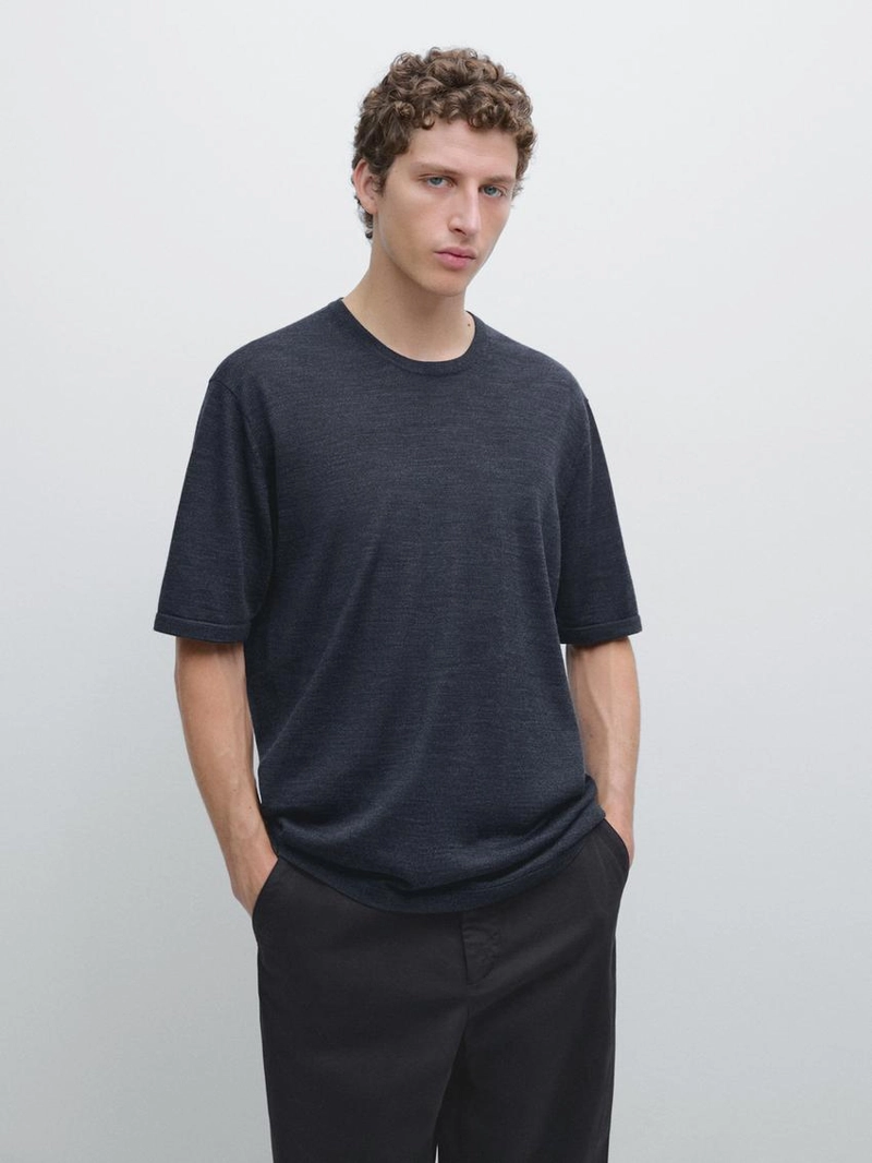 Футболка из шерстяно-лиоцелловой смеси на короткий рукав