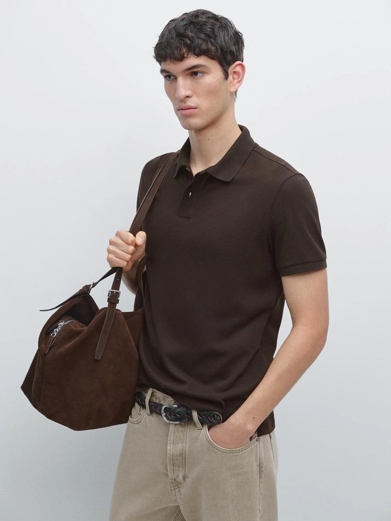 Поло из микротекстурированного хлопка