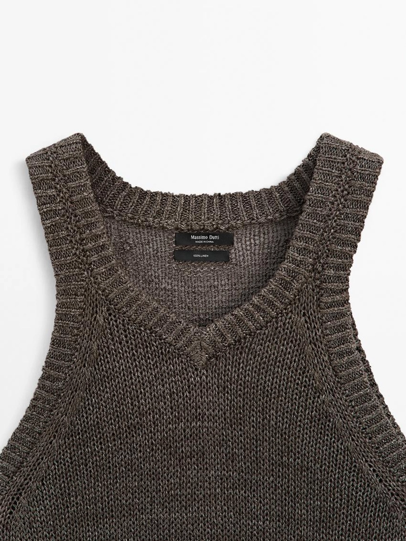 Вязаный топ из льна