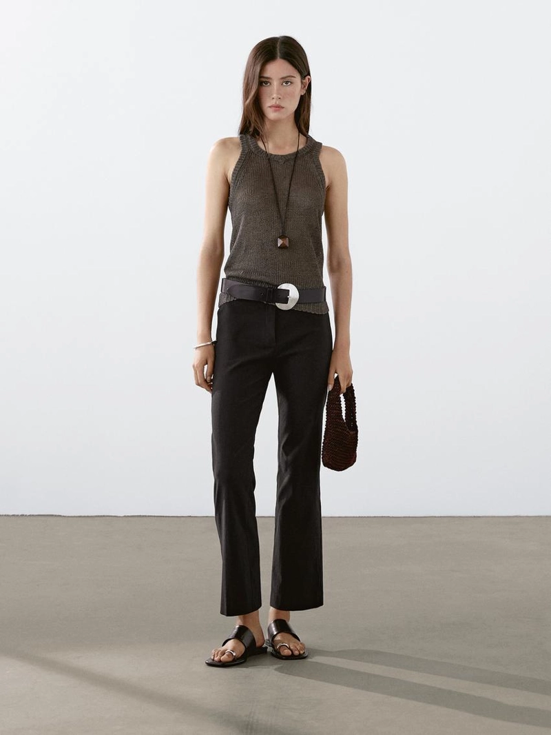 Вязаный топ из льна