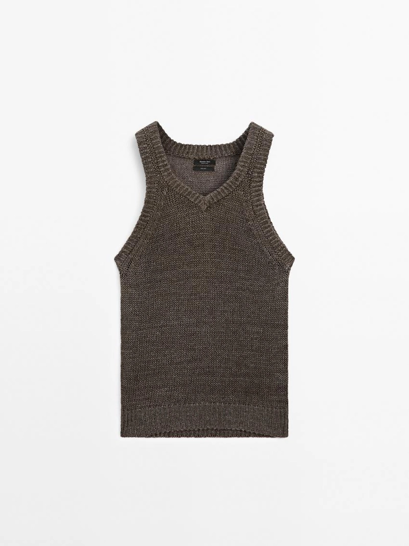 Вязаный топ из льна