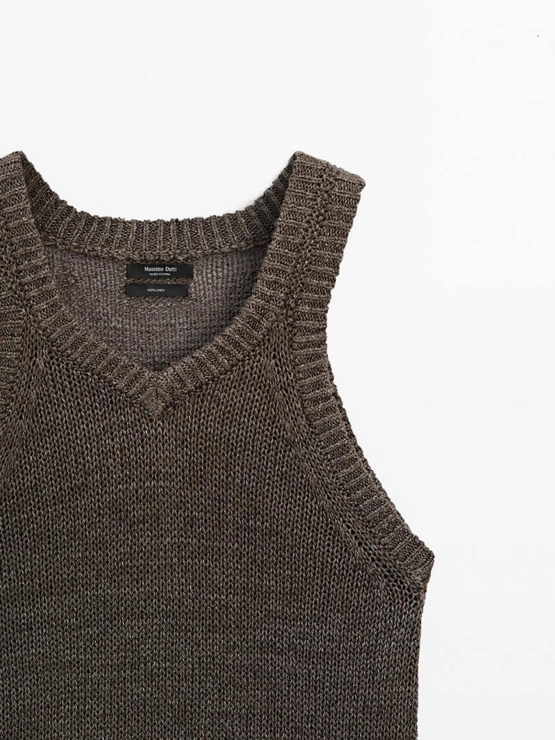 Вязаный топ из льна