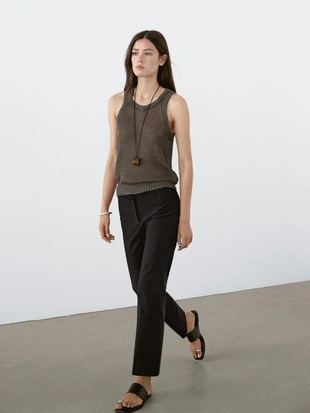 Вязаный топ из льна- Заказать в России