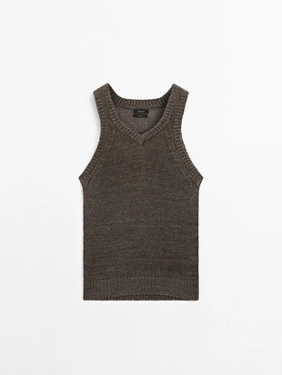 Вязаный топ из льна- Заказать в России