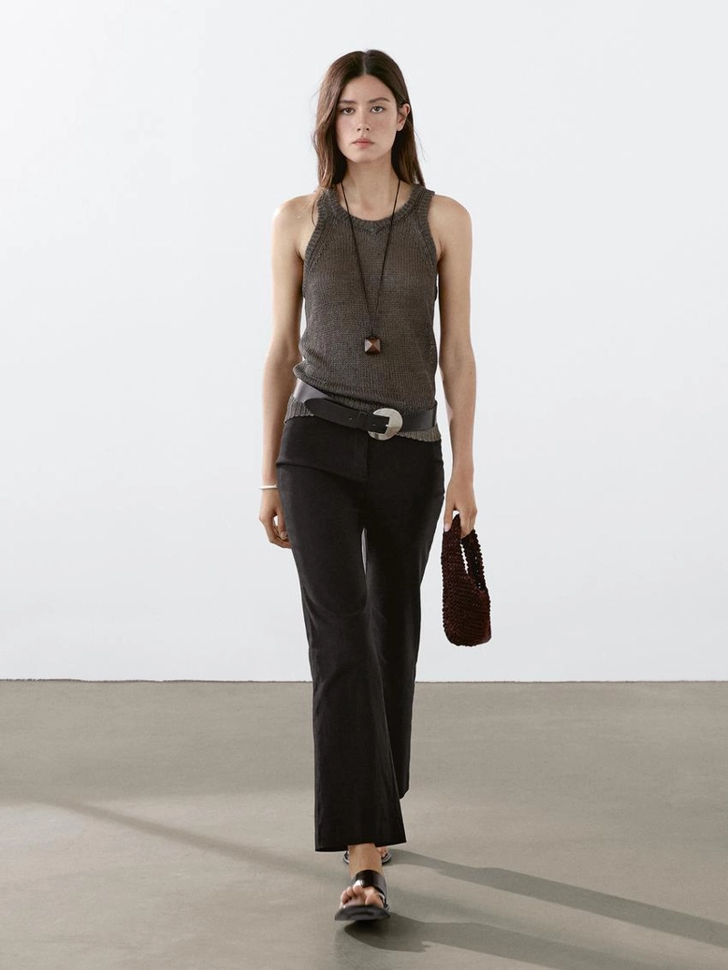 Вязаный топ из льна