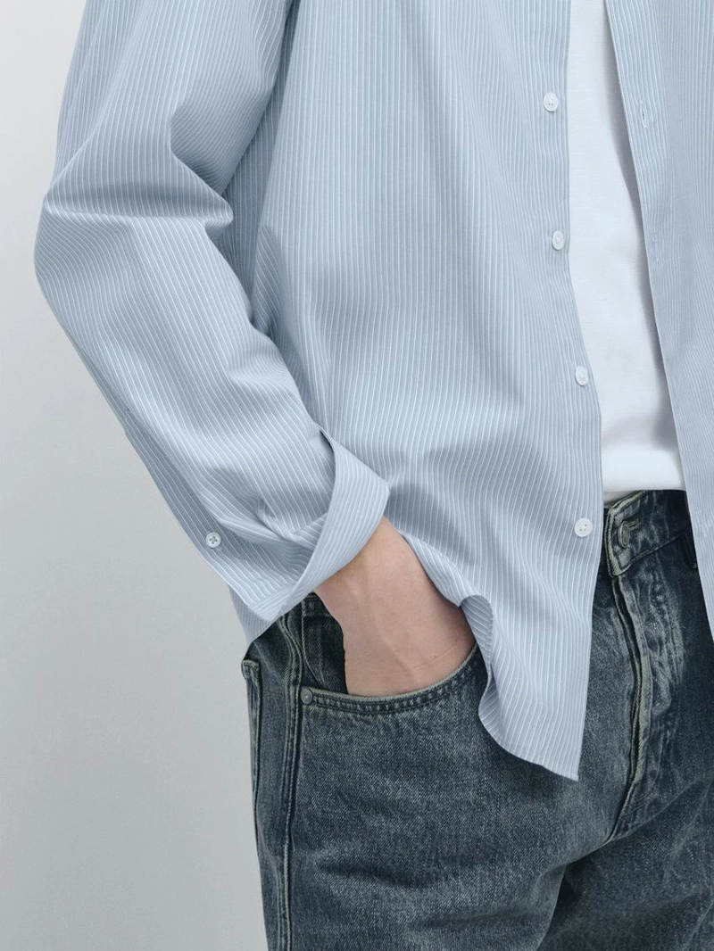 Рубашка из 100% хлопкового поплина в полоску