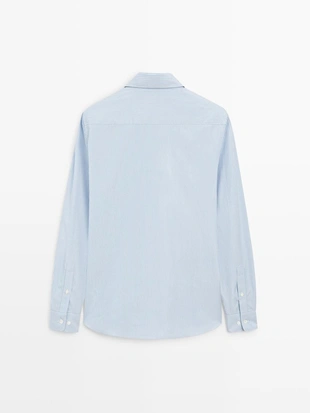 Рубашка из 100% хлопкового поплина в полоску- Заказать в России