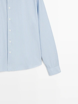 Рубашка из 100% хлопкового поплина в полоску- Заказать в России