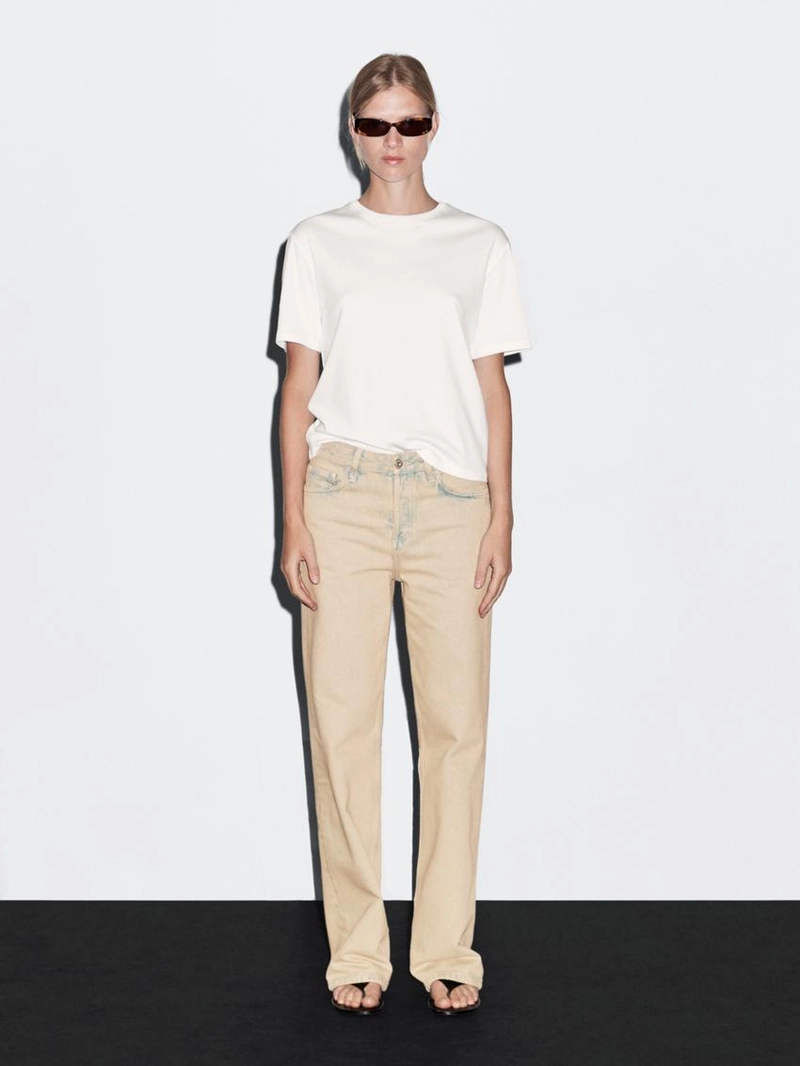 Джинсы из хлопка с широкими штанинами и средней посадкой