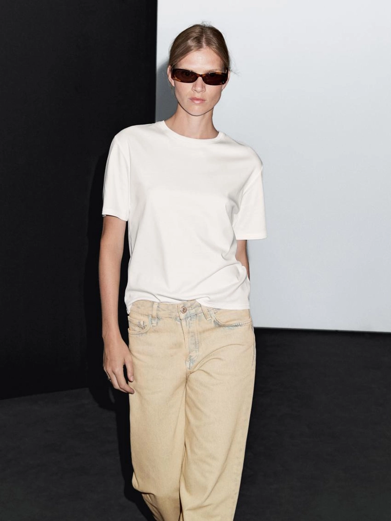 Джинсы из хлопка с широкими штанинами и средней посадкой