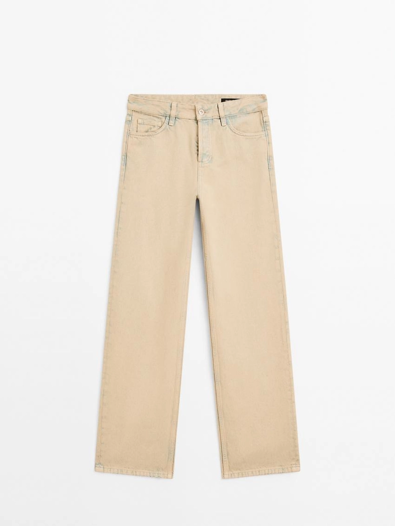 Джинсы из хлопка с широкими штанинами и средней посадкой