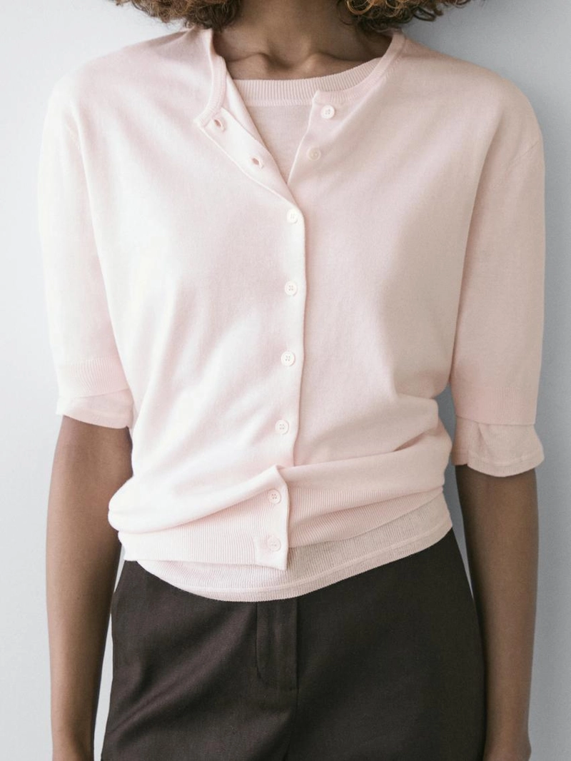 Кардиган из хлопкового микса с короткими рукавами