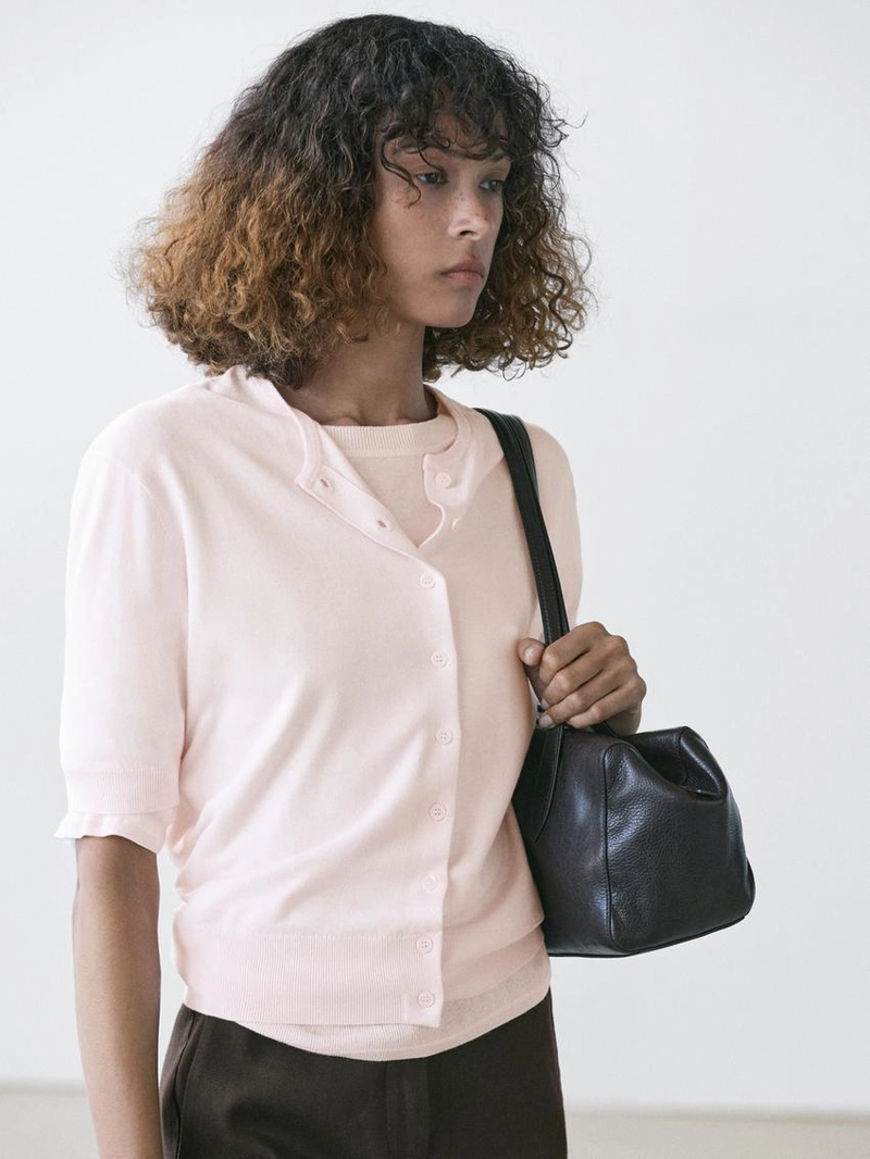 Кардиган из хлопкового микса с короткими рукавами