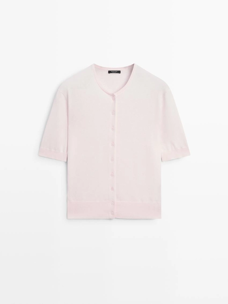 Кардиган из хлопкового микса с короткими рукавами