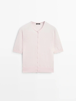 Кардиган из хлопкового микса с короткими рукавами- Заказать в России