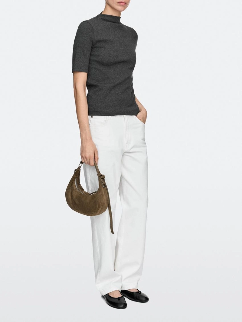 Сумка из разделенной кожи с металлической пряжкой