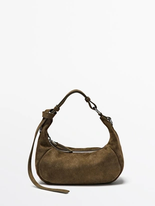 Сумка из разделенной кожи с металлической пряжкой- Заказать в России