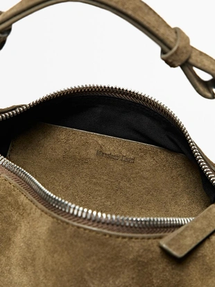 Сумка из разделенной кожи с металлической пряжкой- Заказать в России