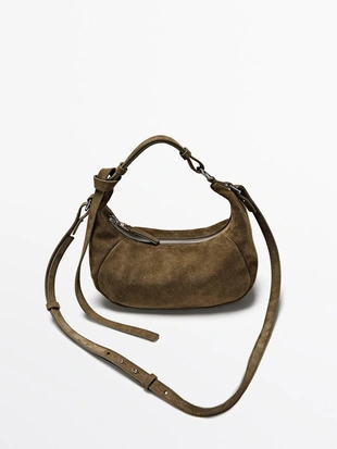 Сумка из разделенной кожи с металлической пряжкой- Заказать в России