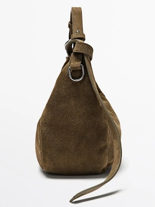 Сумка из разделенной кожи с металлической пряжкой- Заказать в России