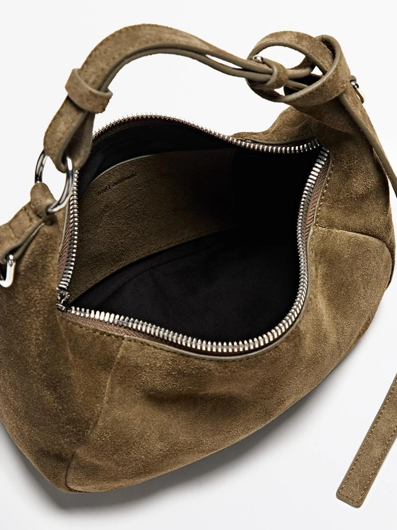 Сумка из разделенной кожи с металлической пряжкой