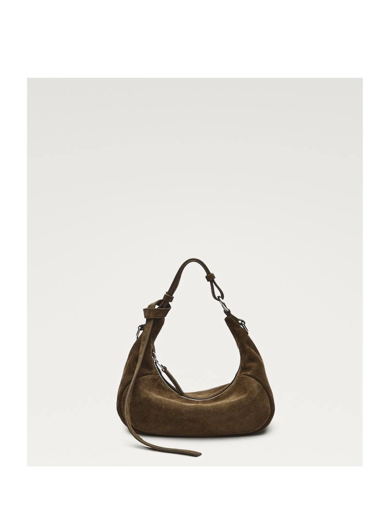 Сумка из разделенной кожи с металлической пряжкой