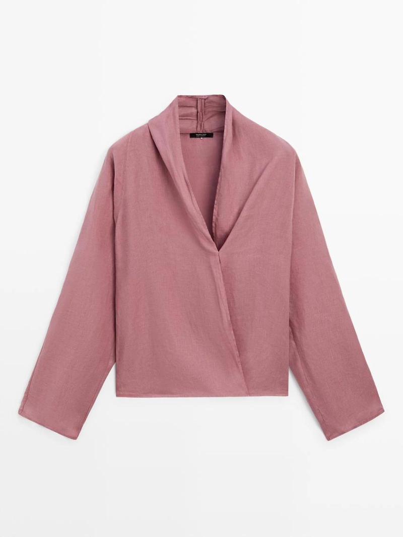 Блузка с драпировкой из льна