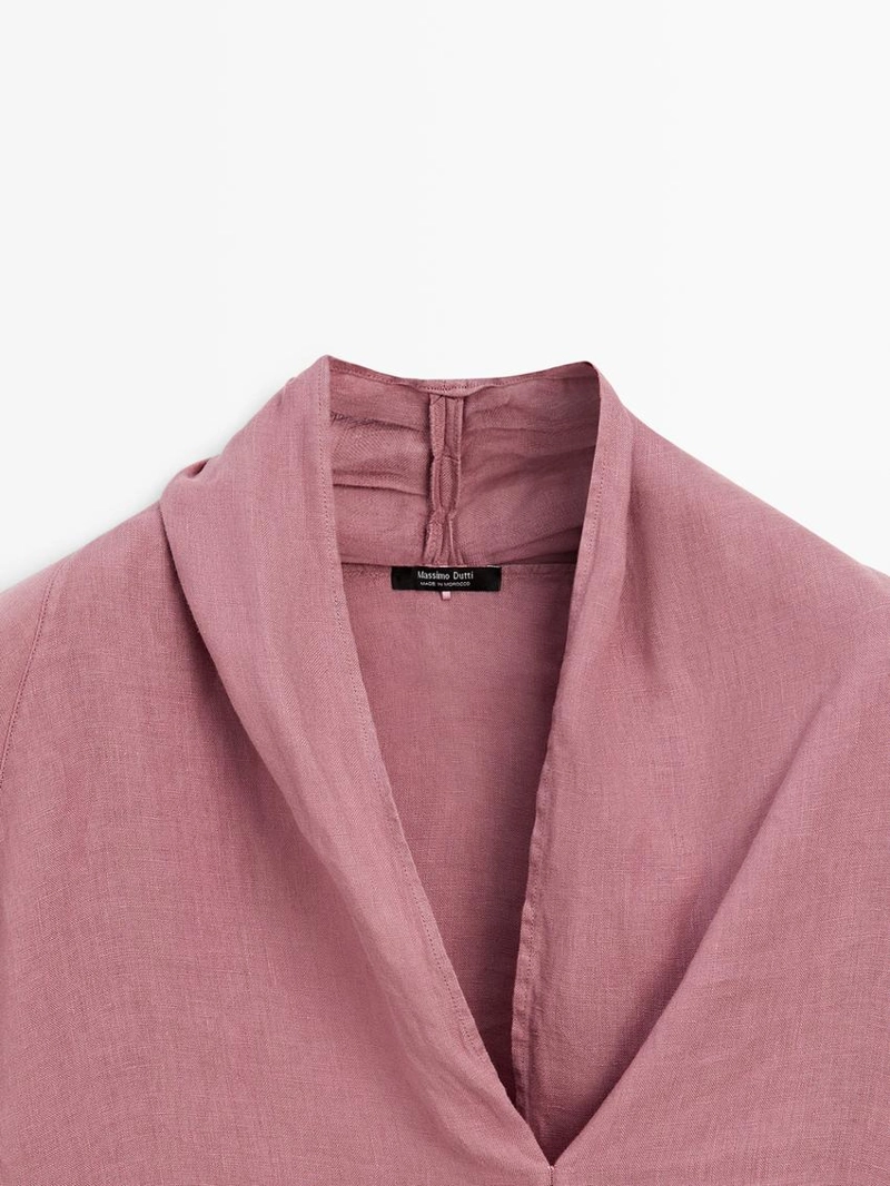 Блузка с драпировкой из льна