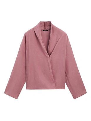 Блузка с драпировкой из льна- Заказать в России