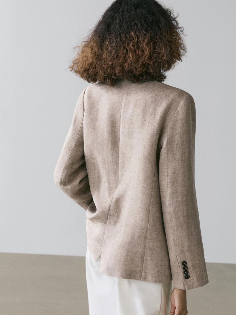 Льняной меланжевый пиджак