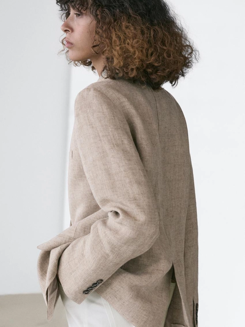 Льняной меланжевый пиджак