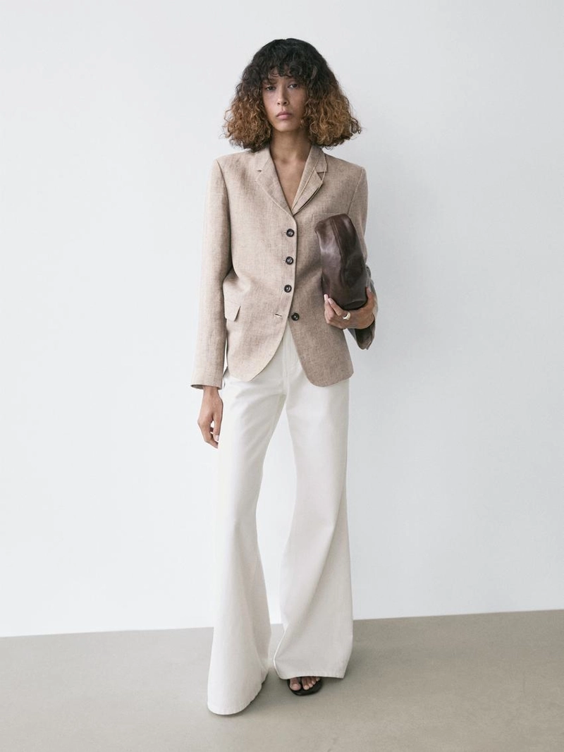 Льняной меланжевый пиджак