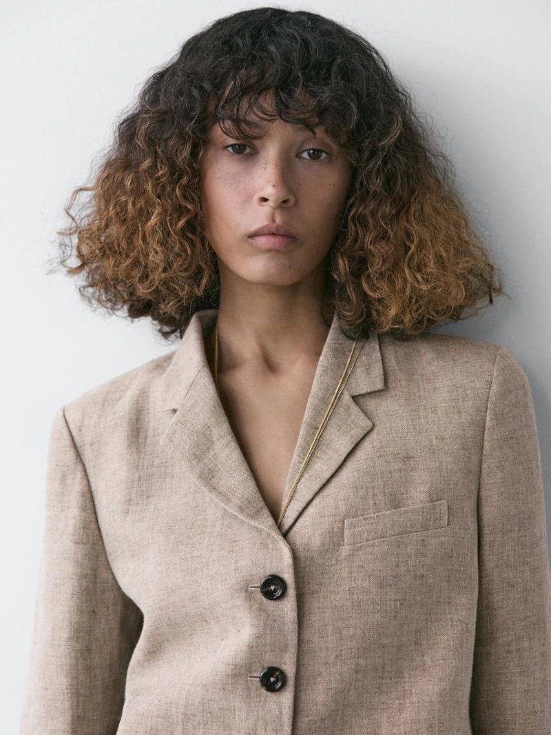 Льняной меланжевый пиджак