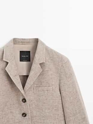 Льняной меланжевый пиджак- Заказать в России