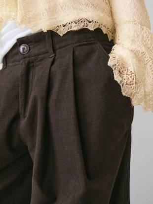 Брюки с широкими штанинами и защипами- Заказать в России