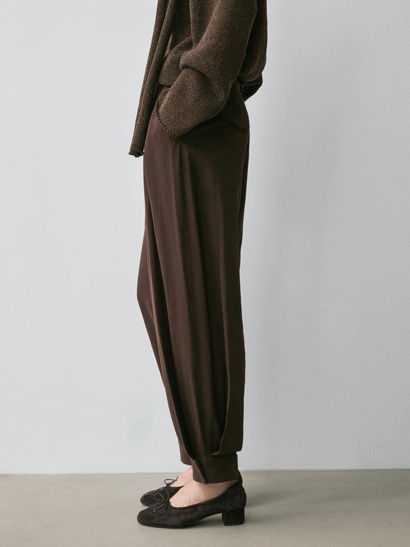 Брюки-саруэль с защипами