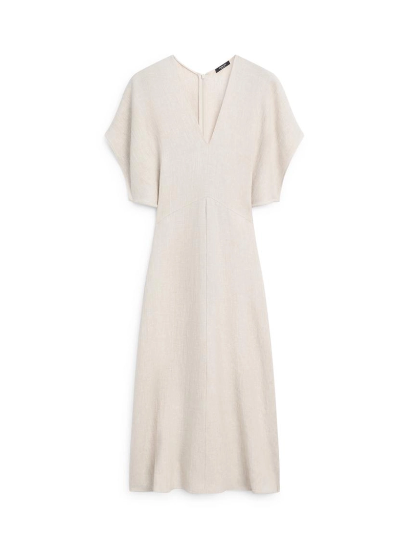 Платье миди из льна с короткими рукавами и легкими подкладками