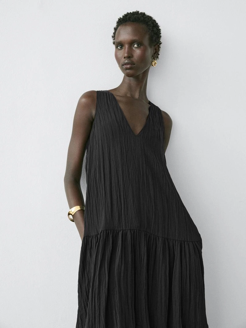 Платье миди с плиссировкой