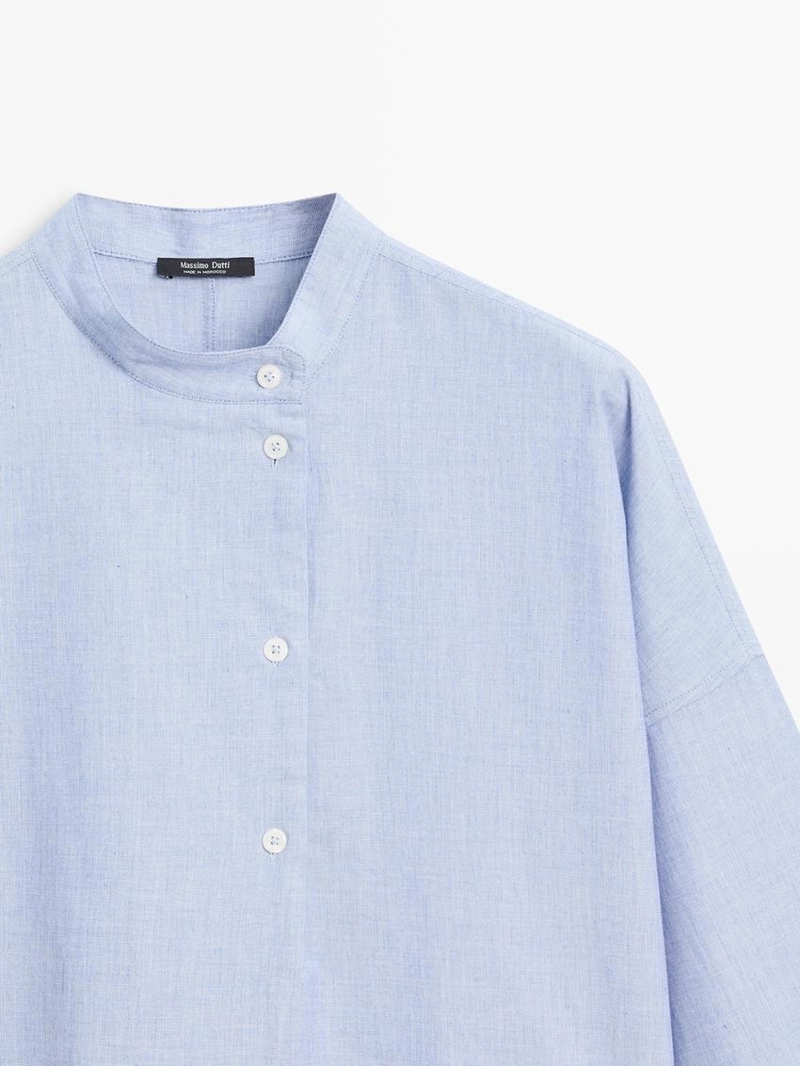 Блузка с потайным воротником на пуговицах