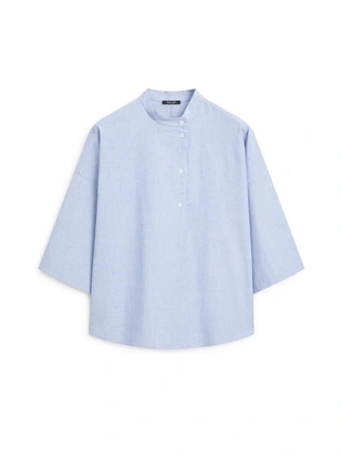 Блузка с потайным воротником на пуговицах- Заказать в России