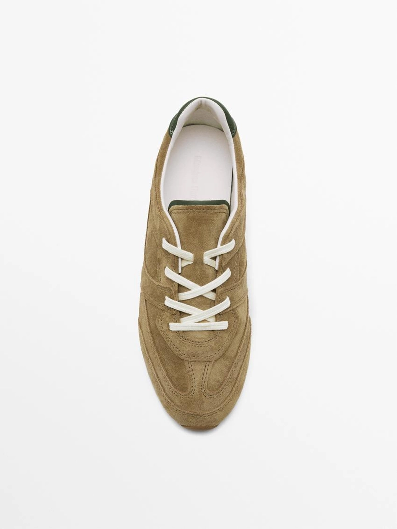 Кроссовки из разделанной кожи с деталями