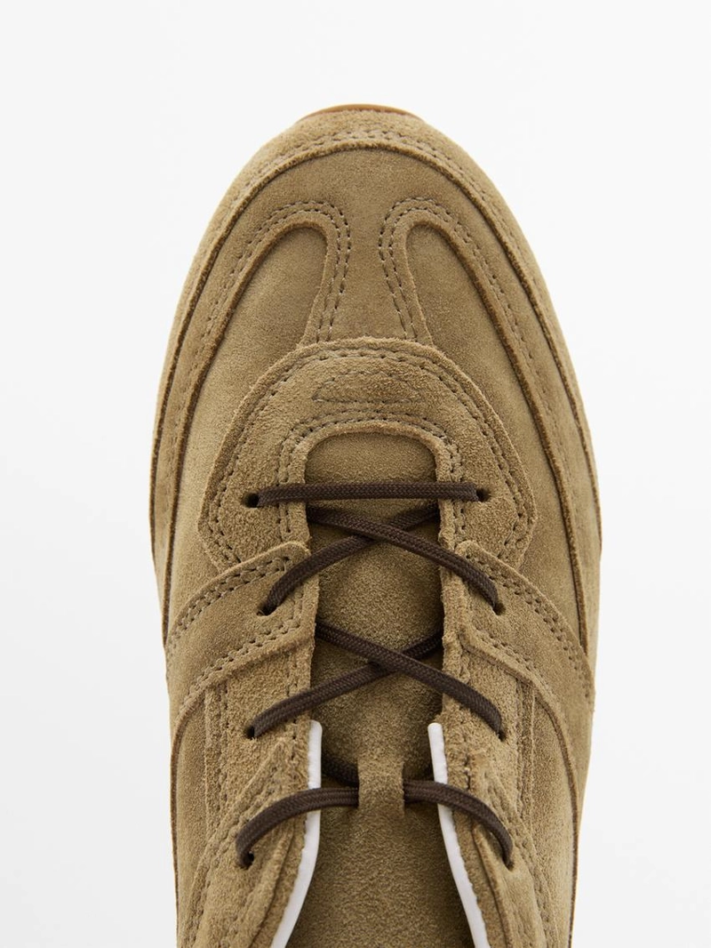 Кроссовки из разделанной кожи с деталями