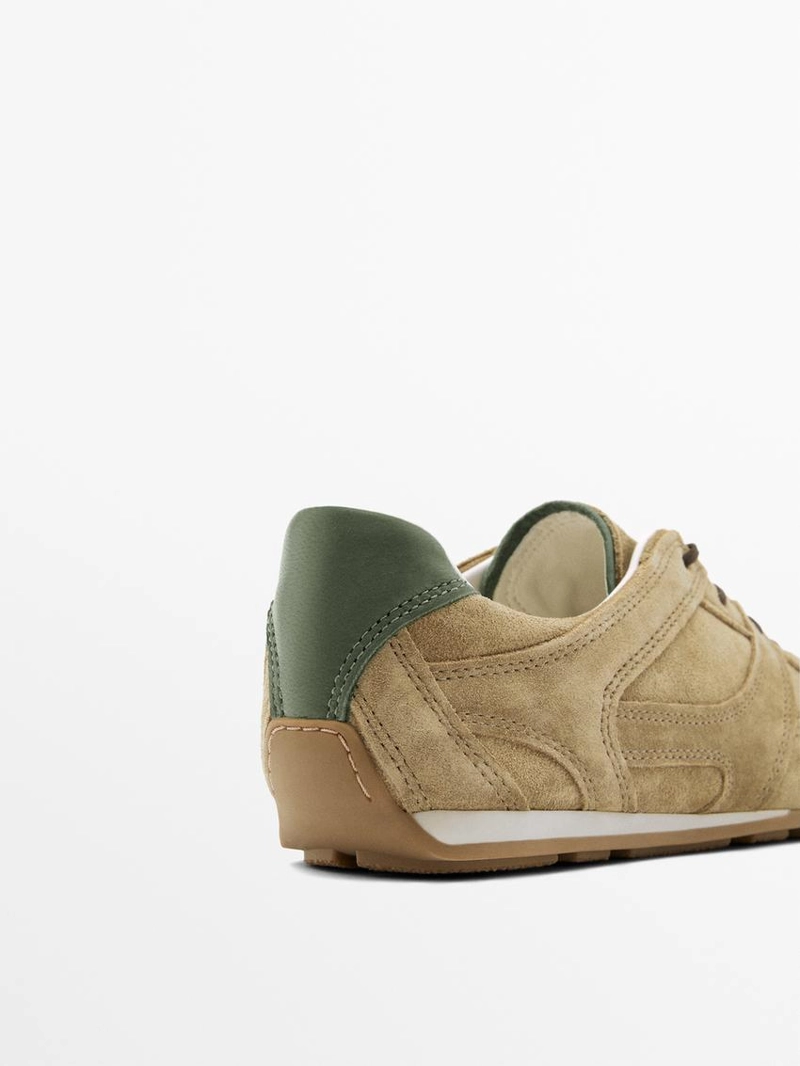 Кроссовки из разделанной кожи с деталями