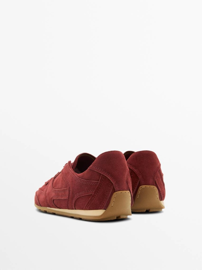 Кроссовки из разделенной кожи с деталями