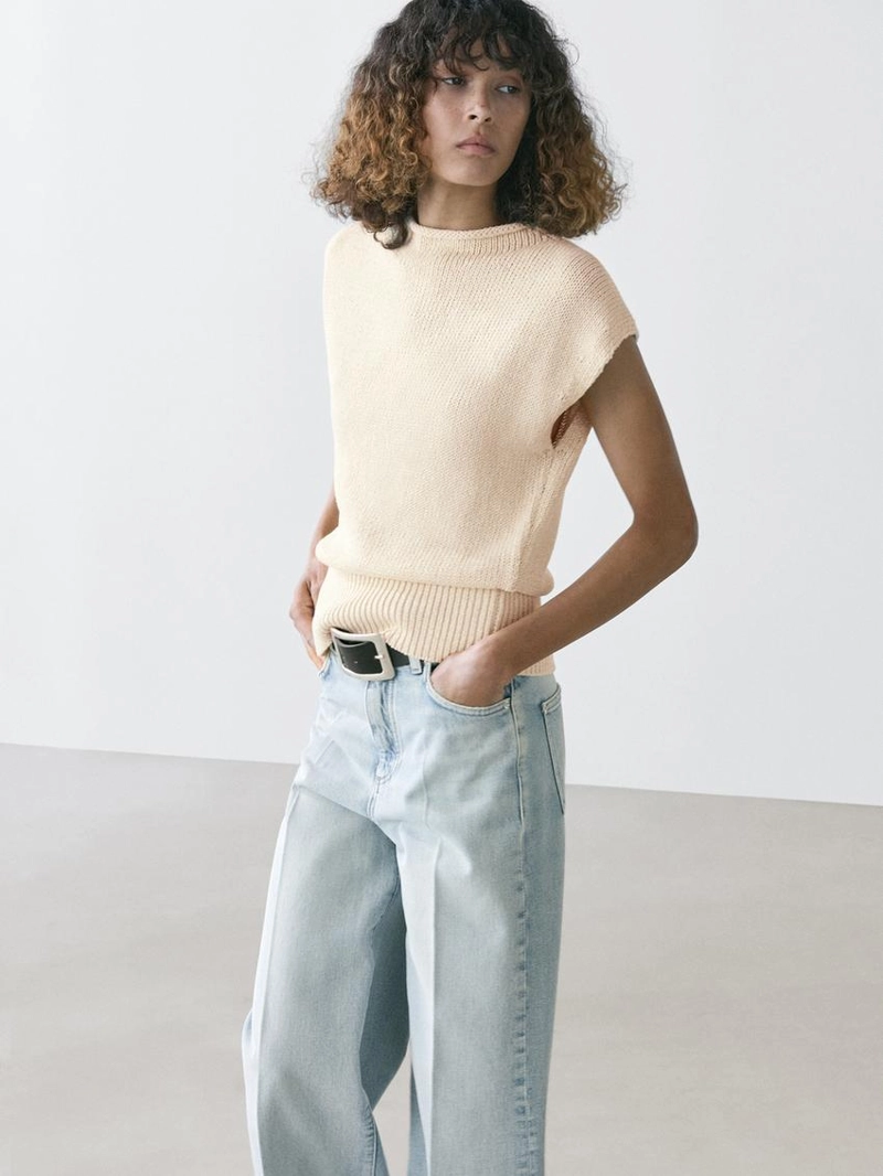 Жилет из смесового хлопкового трикотажа