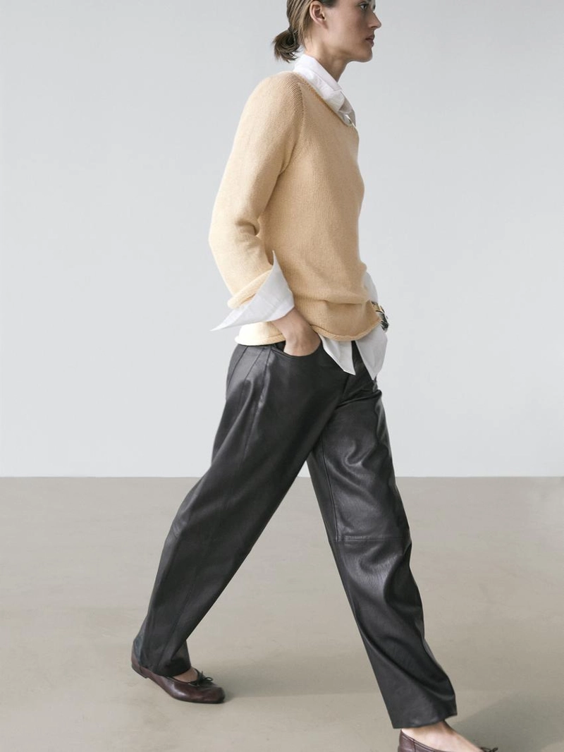 Брюки из овечьей кожи в стиле balloon fit